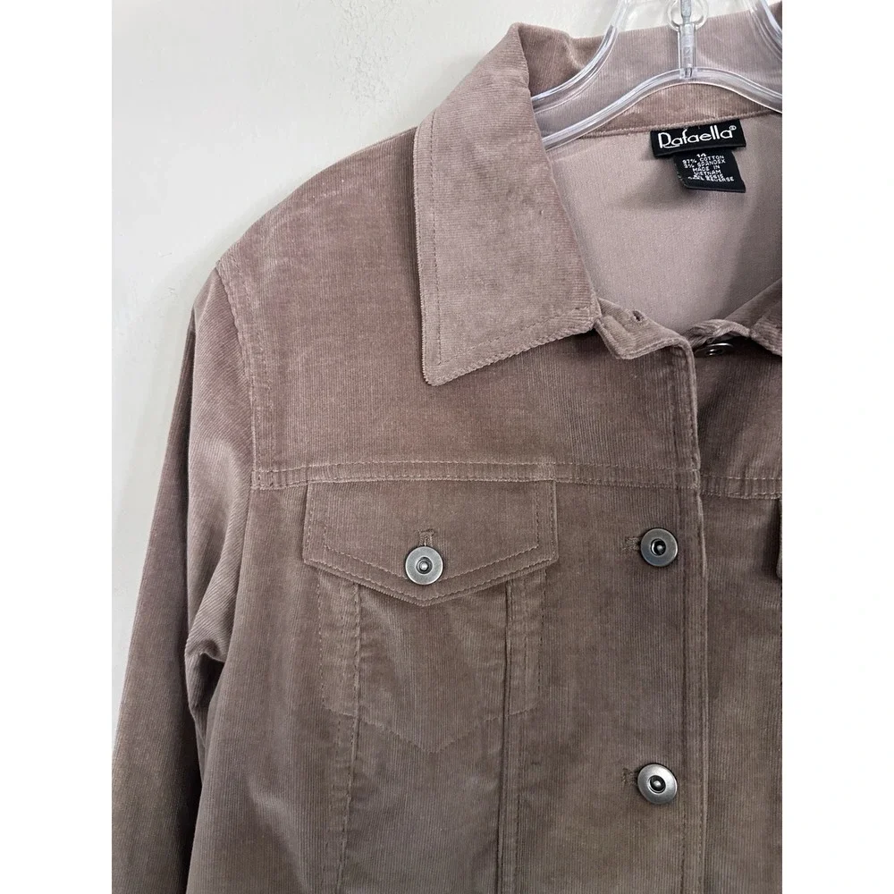 Brown Stretch Corduroy Jacket Womens Classic Long Sleeved Size 14 XL Capsule